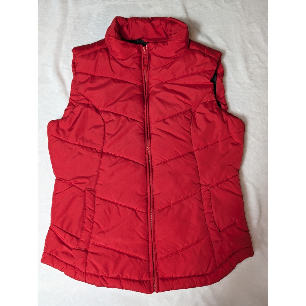 Red Chevron Puffer Vest S Sporty Preppy Aeropostale